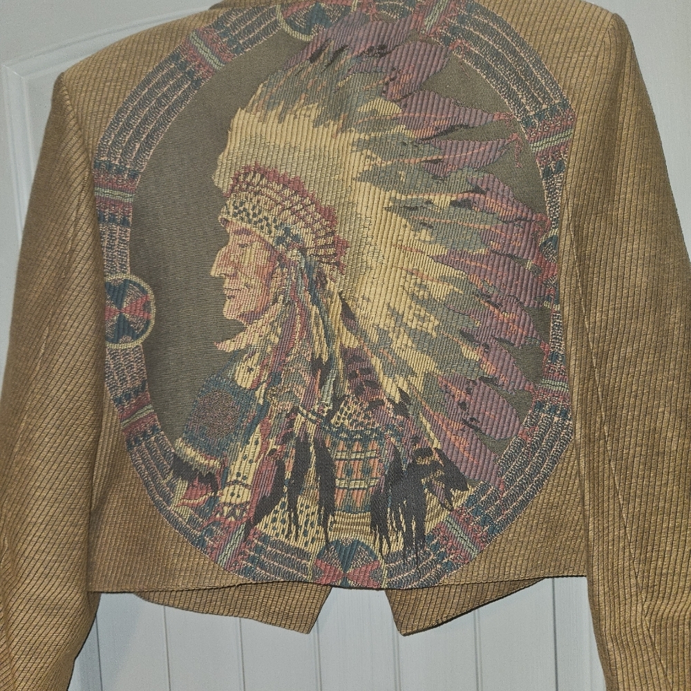 NWT Vitange WRAPS Indian embroidered jacket Large Native American Chief Western